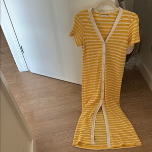 Mango Yellow and White Striped Dress